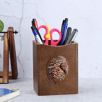 

Nordic Retro Resin Pen Holder Simple Office Desktop Stationery Storage Box Modern Home Large Capacity Food Debris Storage Tank