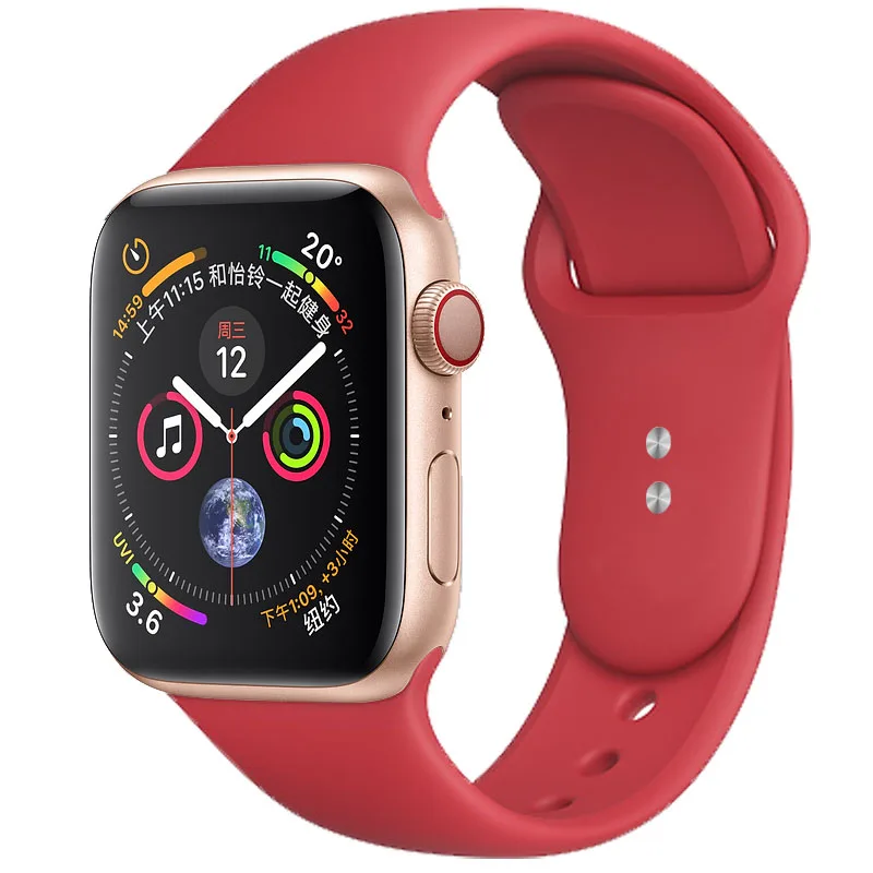 Силиконовый ремешок для Apple watch band 4 3 44 мм 40 мм iwatch band correa 42 мм 38 мм браслет для Apple watch 4 3 2 аксессуары - Цвет ремешка: Red