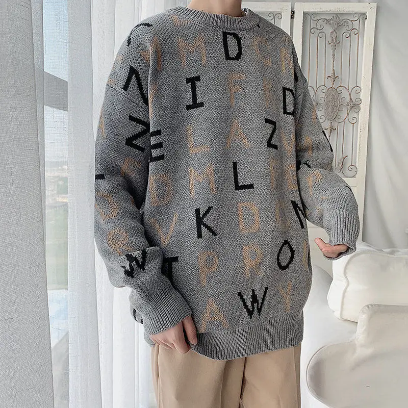 Fall New Men's Knitted Sweater Student Sweater Men's Korean Fashion Round Neck Linen