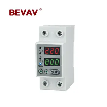 

40/63A 220V Din rail adjustable over voltage and under voltage protective device protector relay with Limit Current Protector
