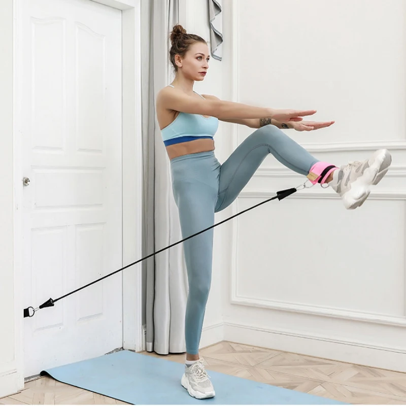 Drawstring спортивные Эластичная лента с кольцом для пальца леггинсы с пряжкой и ремешками на лодыжках пояс для йоги