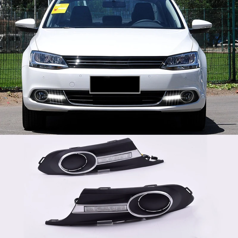 2 предмета бег светильник для Volkswagen VW Jetta Sagitar MK6 2012 2013 2014 светодиодный DRL Дневной