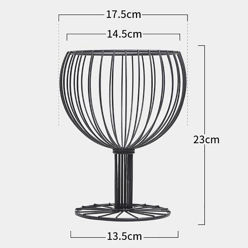Goblet Shape Iron Fruit Vegetable Snack Basket Bowl Cup Storage Decor Gift Black Fruit Baskets new style