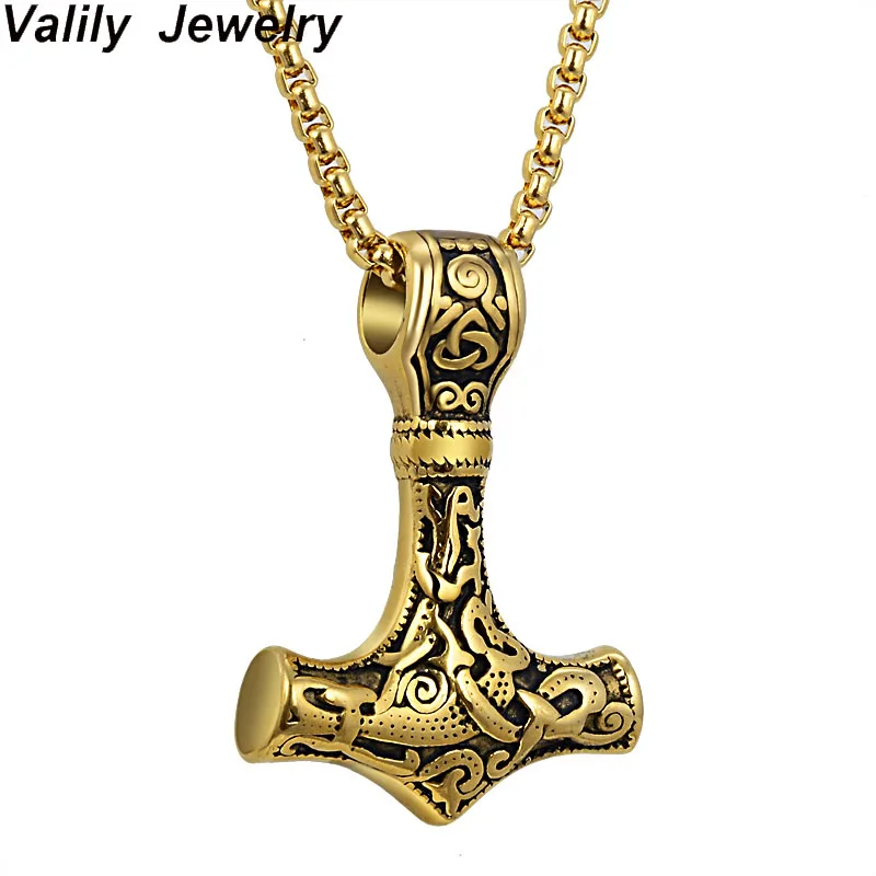 Valily Men's Thor's Hammer Mjolnir Necklace Multiple Stainless Steel Norse Amulet Pendant Slavic Talisman Jewelry | Украшения и