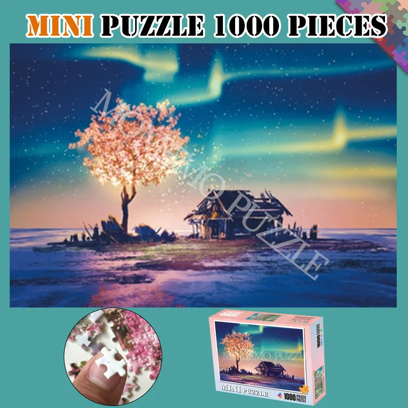 Деревянные Мини-головоломки, игрушки Красивая Аврора, 1000 деталей, пазлы для взрослых, ландшафтные пазлы, игры, детские развивающие игрушки