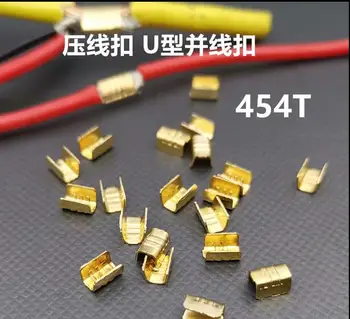 

500pcs Terminal block Toothed buckle Crimped wire buckle and wire buckle 454T cold-pressed terminal U-shaped terminal quick connection press terminal 0.3-1