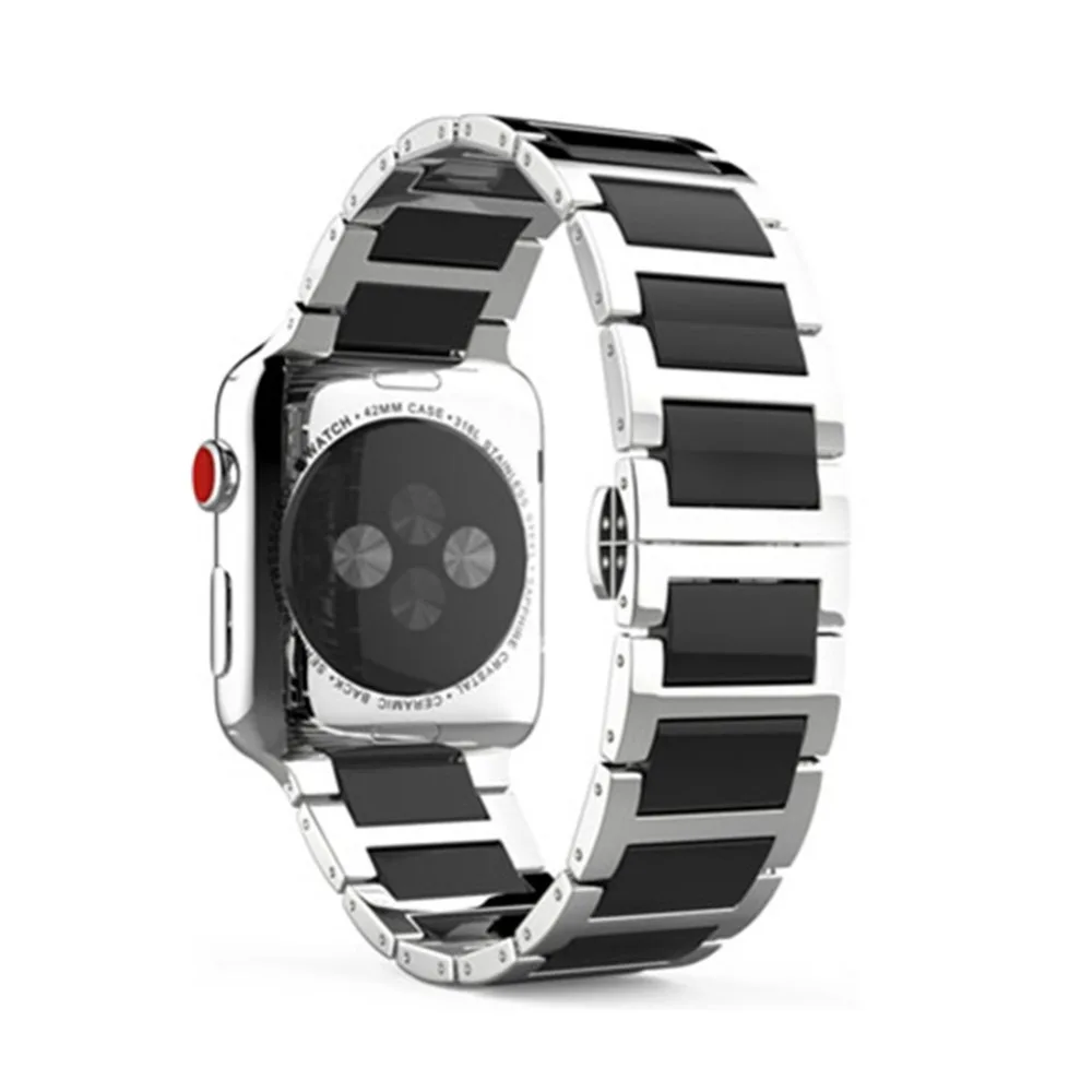 Lerxiuer Нержавеющая сталь ремешок для apple watch, ремешок 42 мм, 38 мм, версия apple серии 3/2/1 Керамика на запястье браслет ремень ремешок для часов