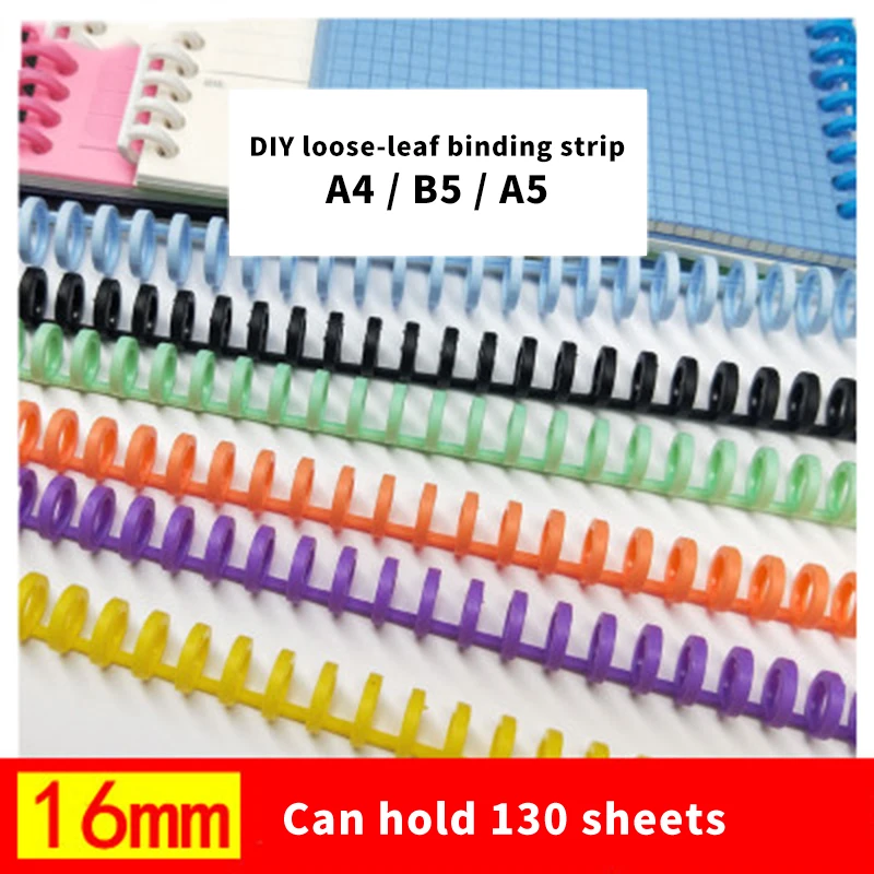 10pcs 16mm 30 Hole Binding Rings A4/A5/B5 Loose-leaf Binding Strip Plastic Loose-leaf Ring Clip Office Buckle
