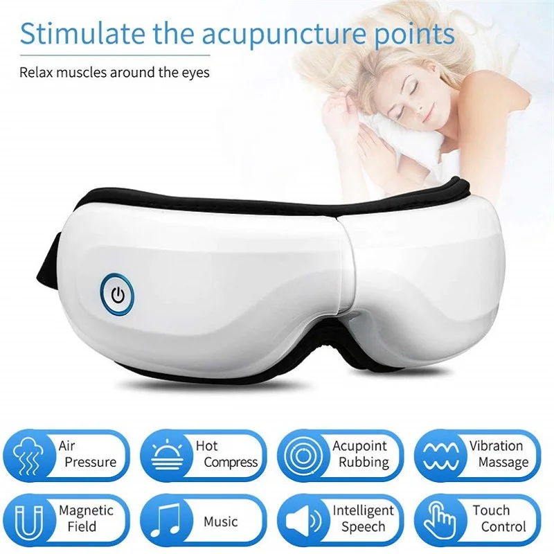 Electric Eye Massager Air Pressure Vibrator Massager Bluetooth Eye Care Device Wrinkle Relieve Hot Compress Therapy Glasses