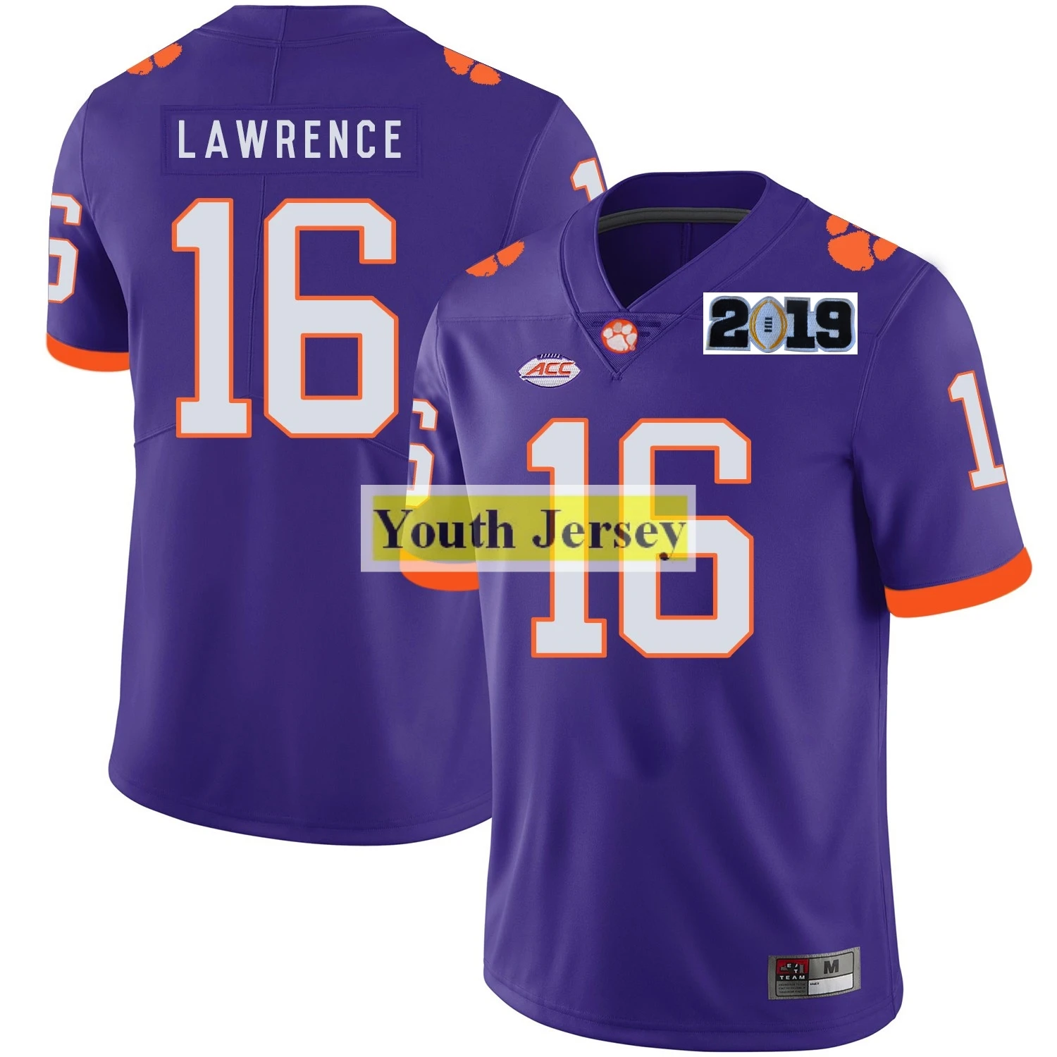Youth's Clemson college 16 Trevor Lawrence Jersey-белый фиолетовый оранжевый сшитый Размер s-xl