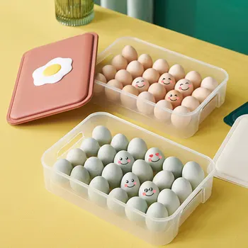 

New Hot Clear Covered Egg Holders for Refrigerator 24 Egg Holder Tray Storage Box Dispenser Stackable Plastic Eggs Containers SM