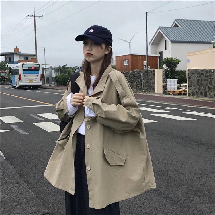 Зимняя Корейская Harajuku винтажная Повседневная Рабочая ветровка с длинными рукавами женская модная свободная простая повседневная женская куртка