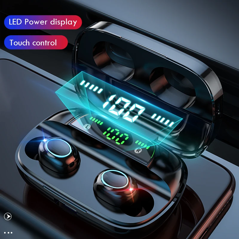 €13.29 42% de DESCUENTO|Auriculares inalámbricos Bluetooth 5,0 con pantalla LED TWS auriculares inalámbricos Bluetooth con Control táctil Auriculares resistentes al agua con cancelación de ruido on AliExpress 