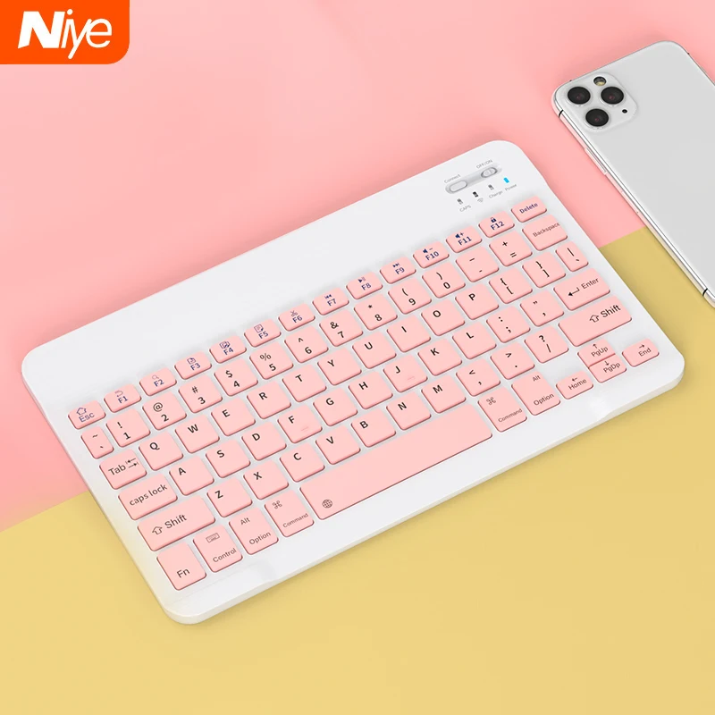 Bluetooth Pink Keyboard Silent For Ipad Surface Tablet Laptop Wireless