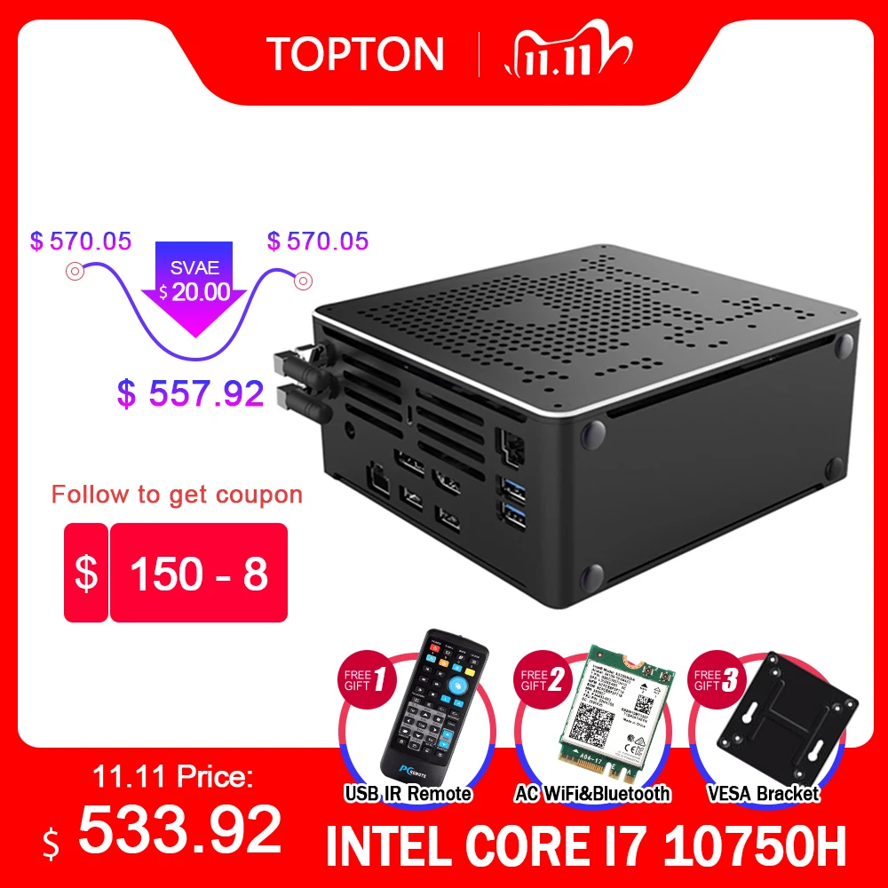 Игровой мини ПК Intel i9 10980HK i7 10750H Windows 10 2 Lans Настольная компьютерная система * DDR4 M.2 AC