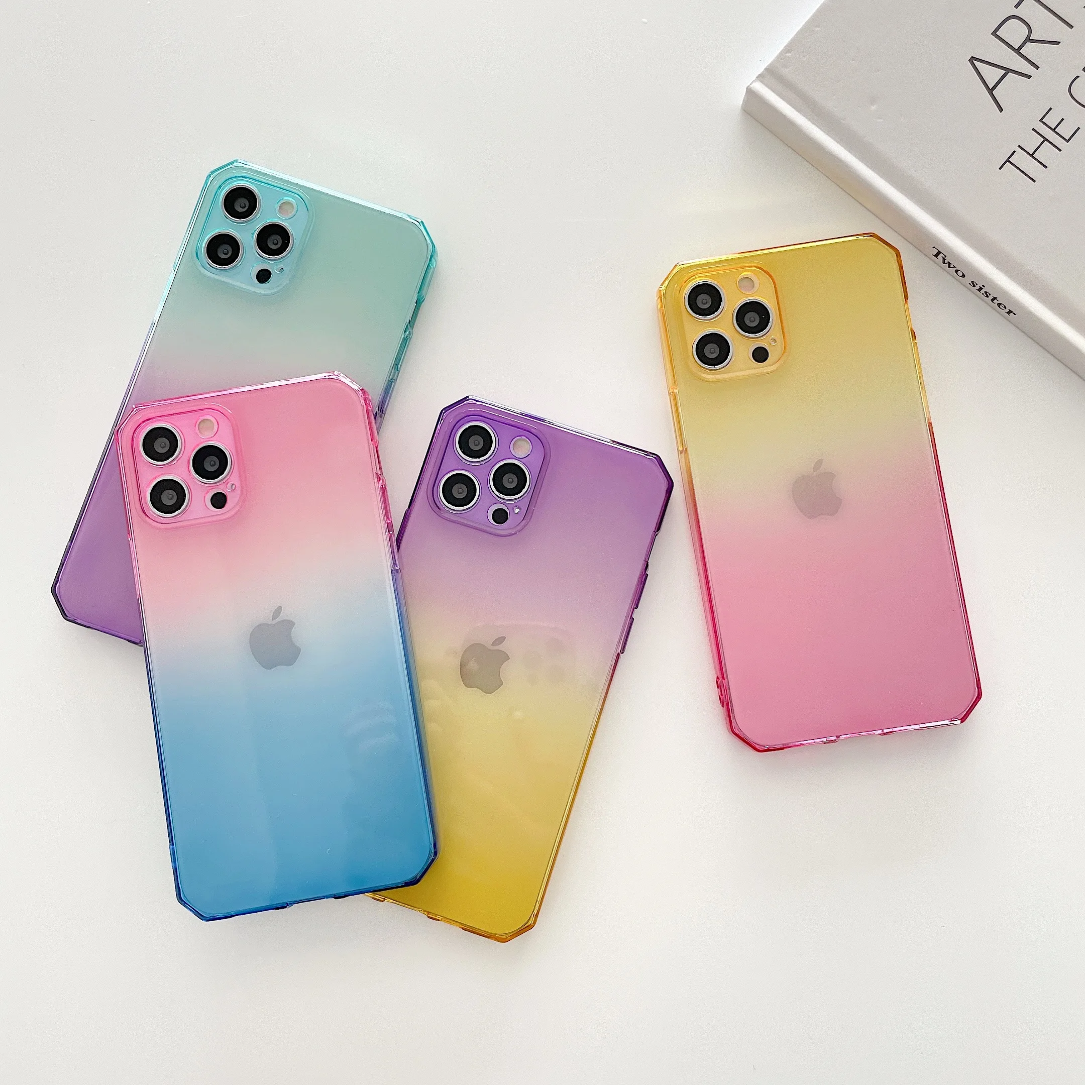 Неоновый противоударный Прозрачный чехол для iPhone 12 Pro Ma XR X XS Max 7 8 Plus прозрачный