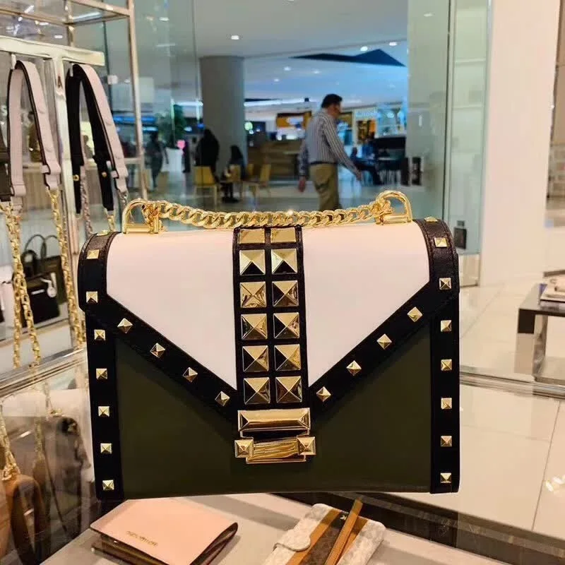 

2019 New Crossbody Bags for Women Leather Luxury Handbags Women Bags Designer Rivet Chain Ladies Shoulder Bags Messenger Bags