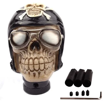 

Black Pirate Skull Manual Automatic Gear Shift Knobs Car Styling Manual For Kia Nissan Gear Shifter Universal Palanca De Cambios