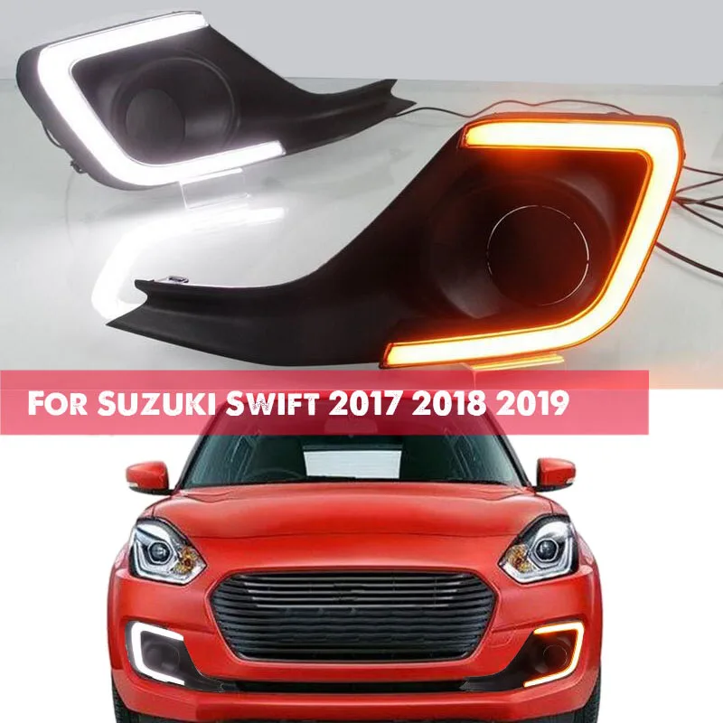 Для Suzuki Swift- 12V дневные ходовые огни автомобиля поворотные сигнальные Противотуманные фары автомобиля переделанные огни