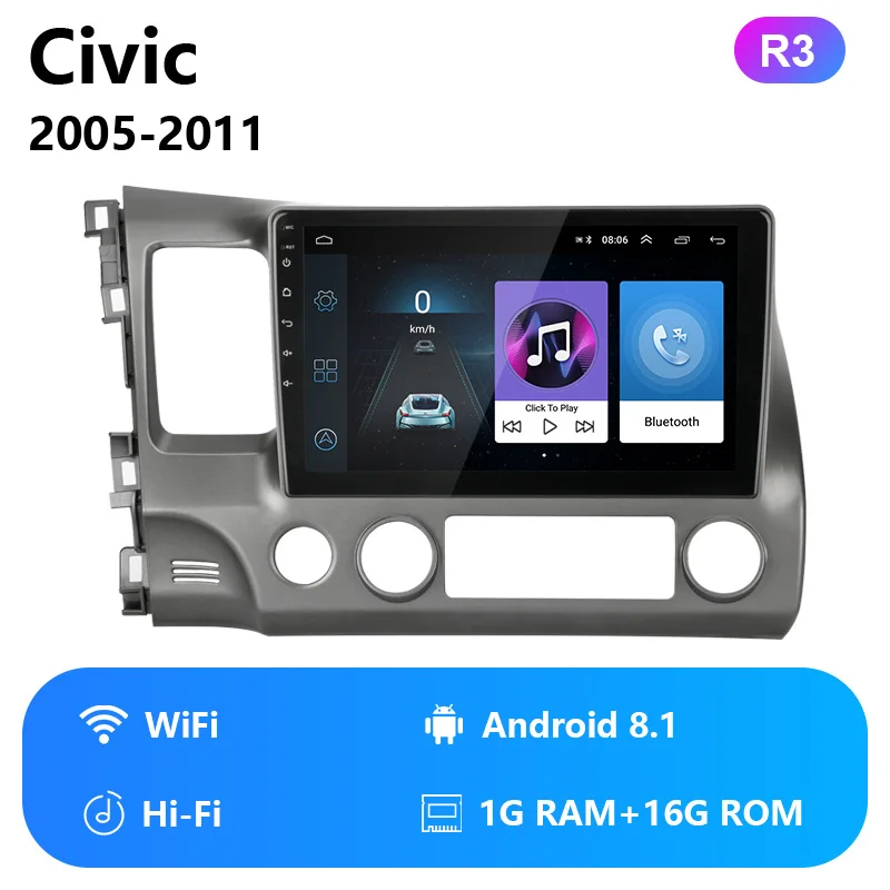 Vtopek Android автомобильный радиоприемник 10 дюймов видео мультимедийный плеер для Honda Civic 2005-2011 Навигация 4G сеть wifi RDS DSP сенсорный экран - Цвет: R3