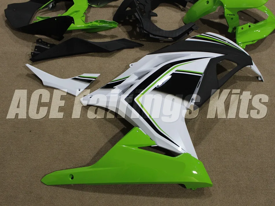 Новинка для велосипеда из АБС-пластика обтекатель комплект для Kawasaki Ninja300 EX300 300R 2013, 13, 14, 15, 16, 17, обтекатели впрыска зеленого и белого цветов