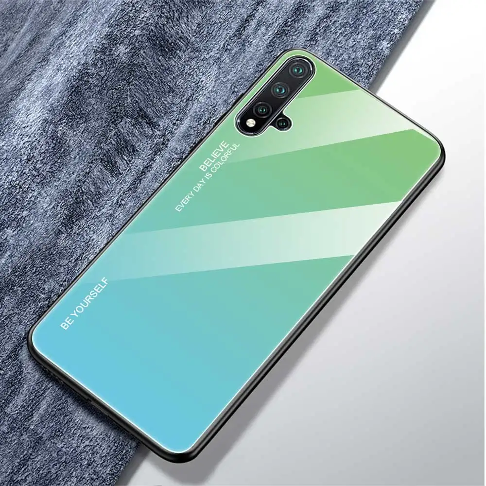 Чехол из закаленного стекла с градиентом Aurora для huawei Nova 5T 5 5i Pro Honor 20 Pro P20 Lite Y9 Prime mate 30 20 Lite 8X Max