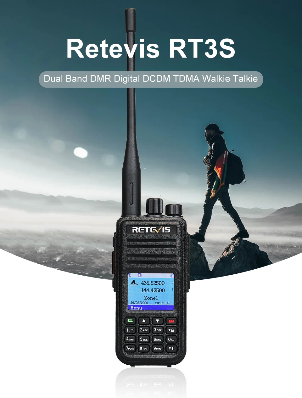 Retevis RT3S рация Двухдиапазонная DMR радио UHF VHF радио gps DCDM TDMA Ham радио Staion Dual Time slot