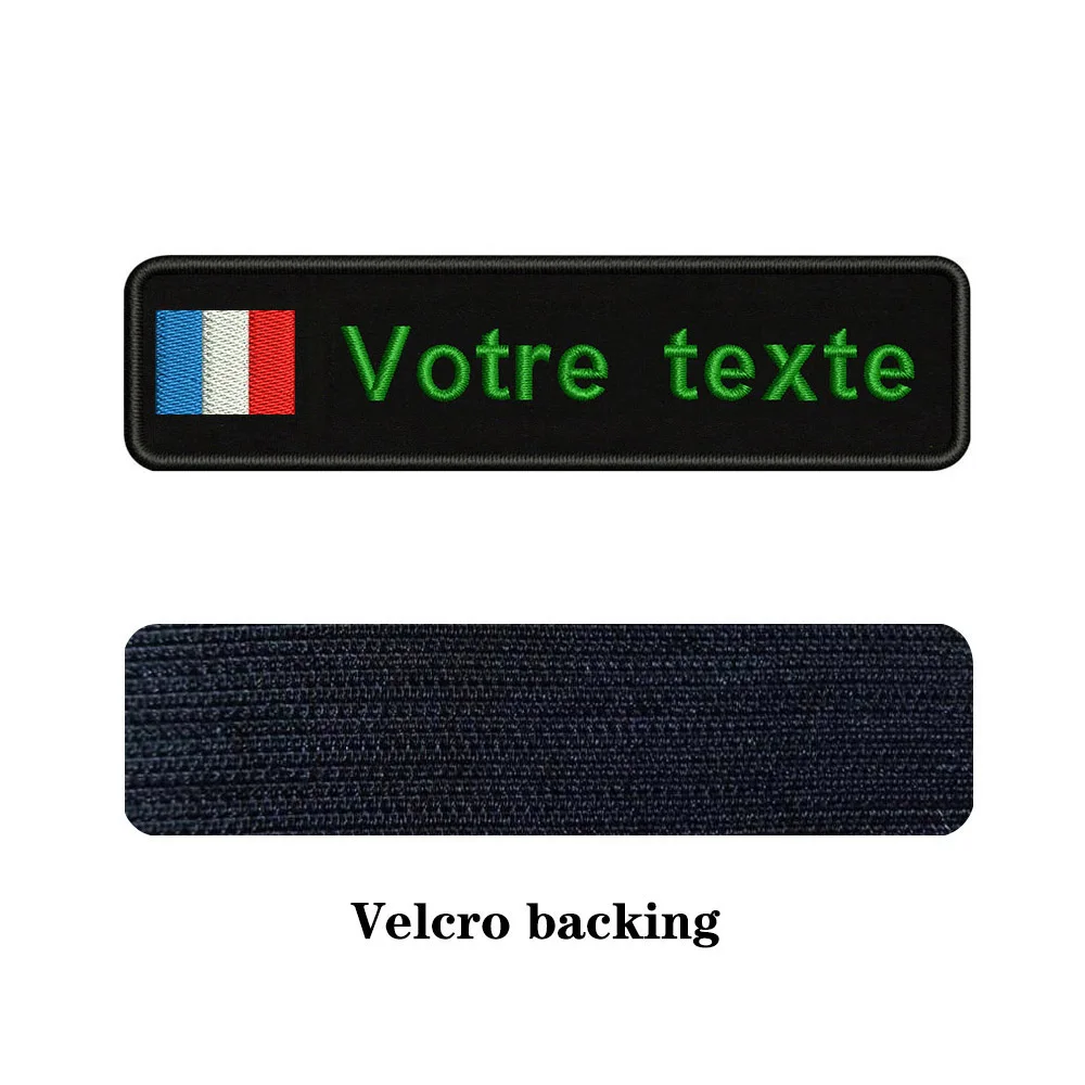 green-Velcro Таможня Вышивка Флаг Франции имя или заплатка с текстом 10 см* 2,5 см значок Утюг на или липучке Подложка для одежды брюки рюкзак шляпа - Цвет: green-Velcro