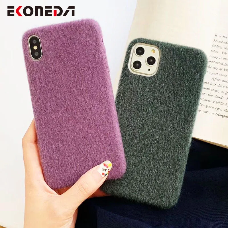 

Ekoneda Hairy Winter Cloth Phone Cover For iPhone 7 8 6S X XR XS Max Case Purple Midnigh Green For iPhone 11 Pro Max 11 Pro Case