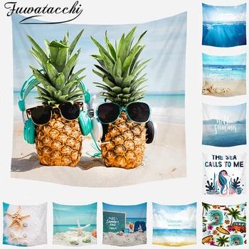 

Fuwatacchi Summer Vacation Tapestry Wall Hanging Sea Pattern Blanket Colorful Carpet Multifunction Beach Towel Bedroom Dec