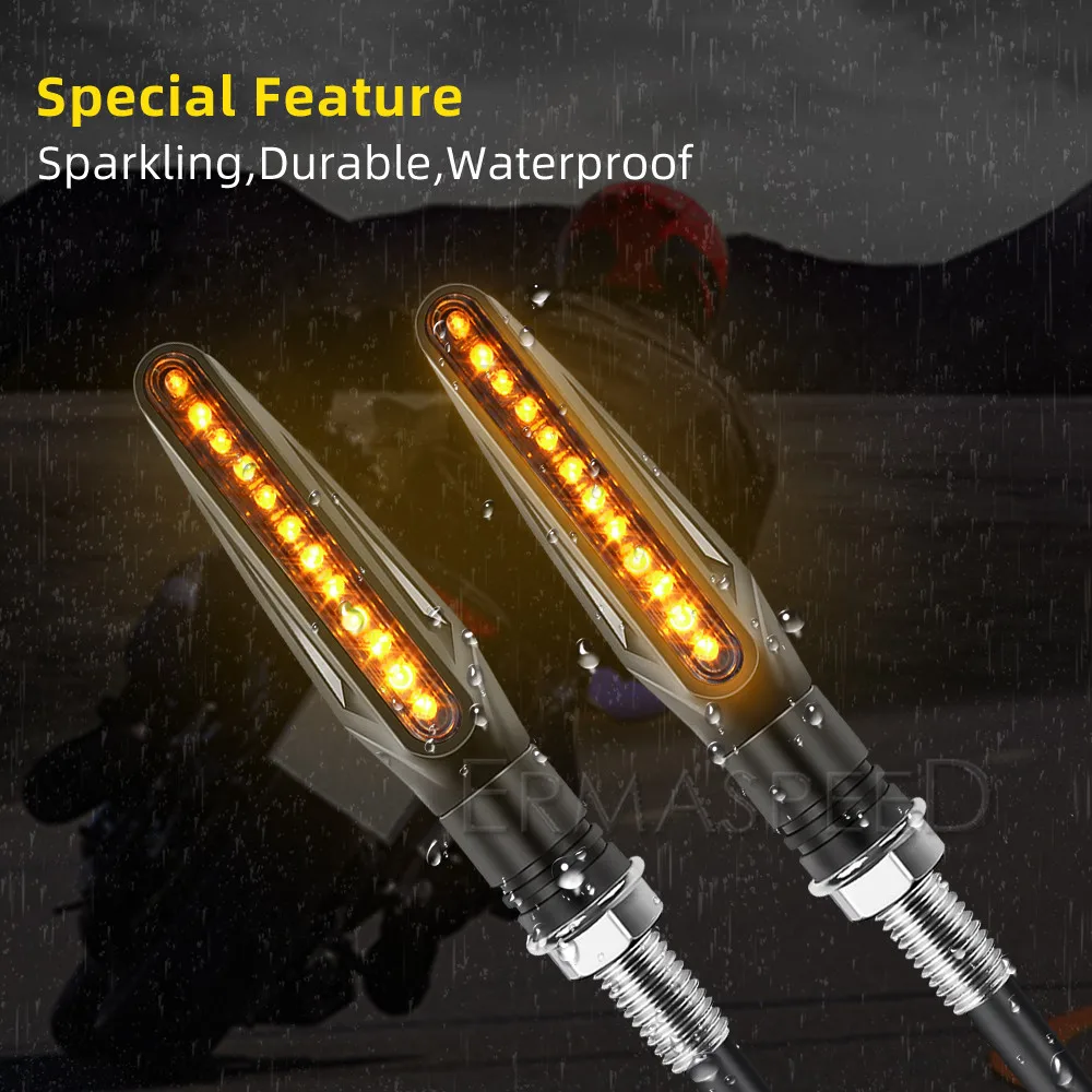 2Pcs Sequentiële Richtingaanwijzer Motorfiets Led Blinker Knipperlicht Waterdicht Moto Achterlicht Indicatoren Voor Scooter E-fiets