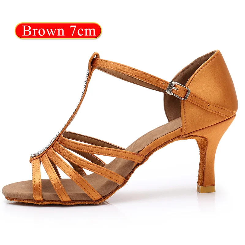 Brown 7cm DIPLIP/Новинка; женская обувь для танцев; обувь для танго, бальных танцев, латинских танцев, сальсы, танцев для женщин; Лидер продаж; Танцевальная обувь с мягкой подошвой - Color: Brown 7cm