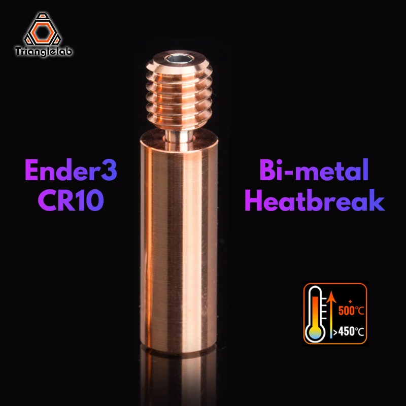 R Trianglelab Ender3 CR10 Copper alloy Bi-Metal Heatbreak 27.5MM Length M6 Thread For ENDER 5/3 CR-10S 1.75MM Filament Smooth 2pcs ender 3 cr10 bi metal heatbreak titanium alloy copper throat smooth 1 75mm heat break high temp 3d printer accessories