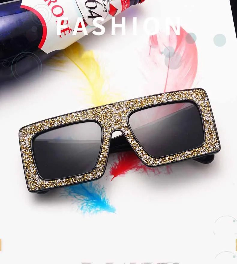 Квадратные Солнцезащитные очки женские цветные Rhinestone леопардовые солнцезащитные очки с большими рамами акриловые градиентные очки UV400