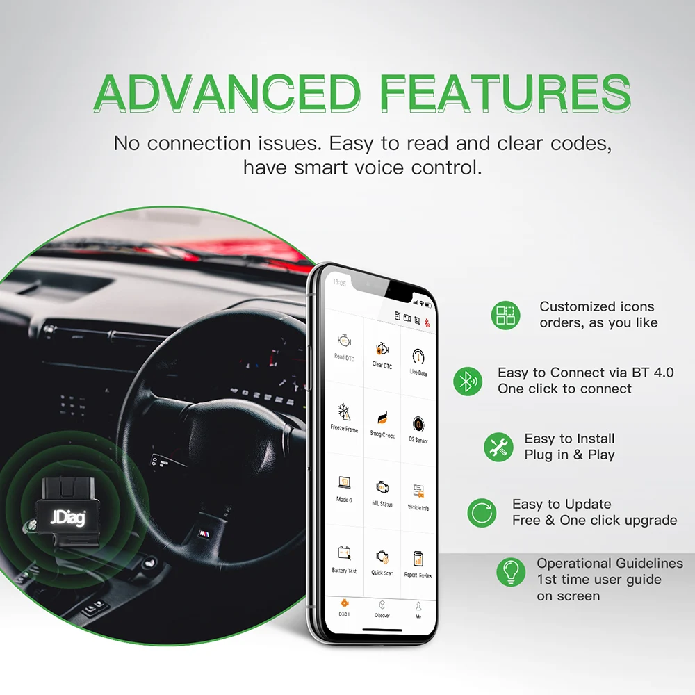 JDiag BT FASLINK M2 obd2 OBDII код считыватель автомобильный диагностический сканер инструмент автомобильный двигатель код считыватель с функцией голосового управления
