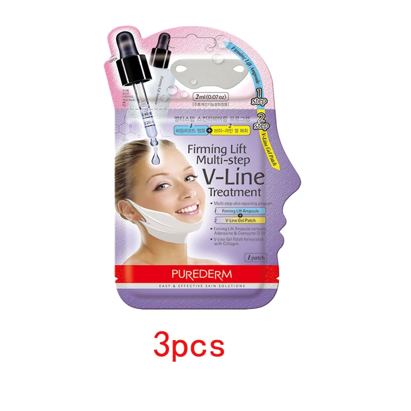 3pcs PUREDERM укрепляющая подъемная многоступенчатая V-Line обработка V подъемная маска V-shape Jawline маска для лица укрепляющая подтяжка управления Jawline - Цвет: 3pcs