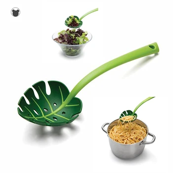

tortoiseshell leaves creative strainer scoop long handle soup spoon Food-grade PP big cooking spoons pasta dumpling CF- 189