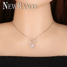 Newranos 925 пробы Серебряное ожерелье с подвеской из циркония для девочек и мальчиков очаровательное семейное ожерелье модное женское ювелирное изделие NFL001684
