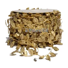 50 метров/рулон DIY золотые кружева лист Отделка Серебряные Листья стрейч ленты DIY Свадебные украшения швейная одежда