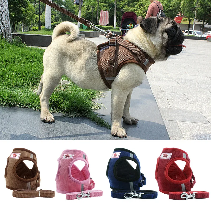 

Hot Style Pet Harness And Leash Sets For Teddy Dogs Reflective Warm Breathable Adjustable Vest Walking Soft Dog Harness Sets