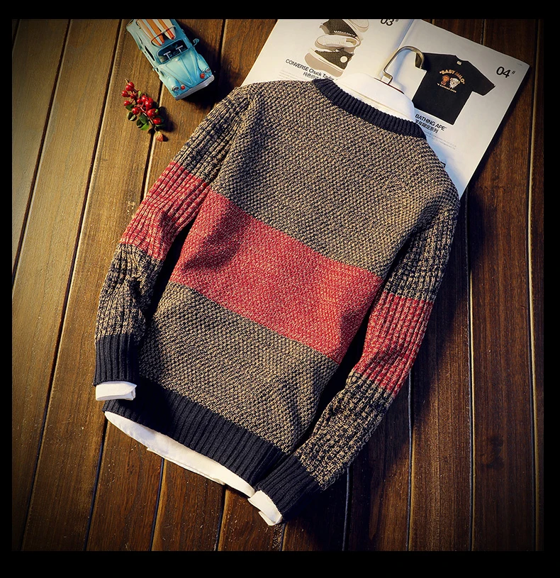 Outono inverno camisola пуловеры джемпер masculino o-образный вырез cor mista moda juventude adolescentes tendência nova manga comprida