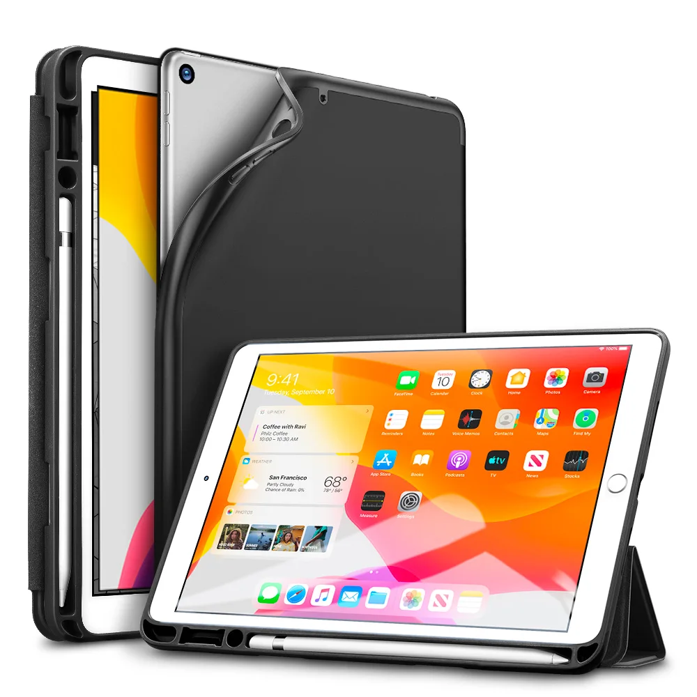 Чехол ESR для iPad 7, 10,2,, с карандашом, чехол, ультратонкий, мягкий, ТПУ, задняя часть, трехслойный, умный чехол для iPad 7, с карандашом
