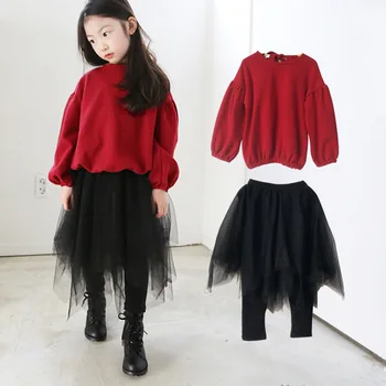 

2020 New Winter Thicken Girls Sweatershirt and Culottes Set Cute Princess Clothing Set Fashion Baby Girls Two Piece Set, #8231