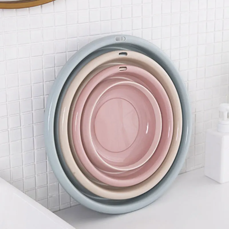 Portable Folding Bucket Purple Beige 1PC Blue Foldable Basin Tourism Plastic Pink Outdoor