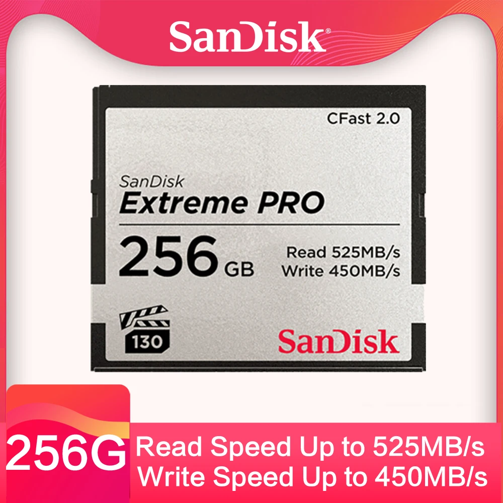 Sandisk Extreme Pro CF карта CFAST2.0 525 МБ/с./с VPG130 FullHD 4K видео 64 Гб 128 ГБ 256 для Canon 3D Mark2 1DX2 XC15 XC10