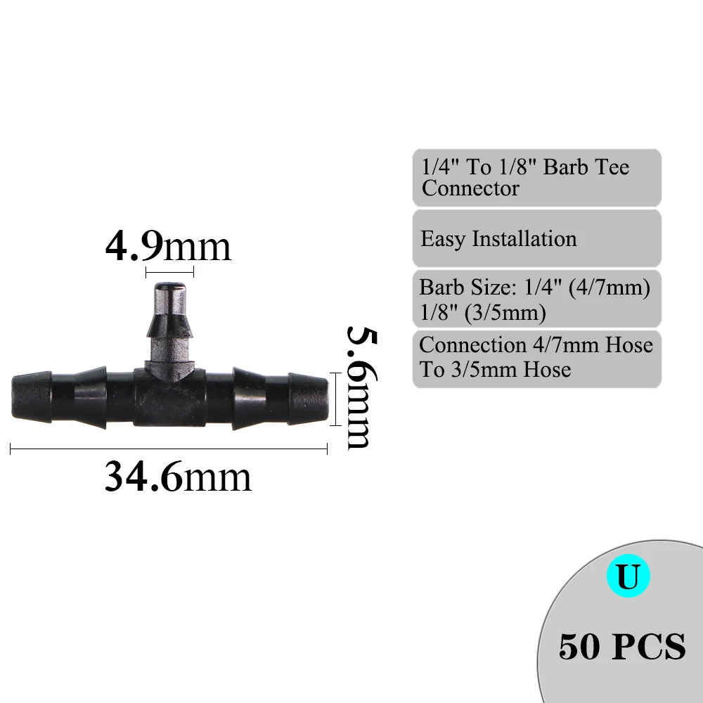 Irrigation Dripper Sprinkler 1/4" Hose Double Barb Tee Elbow Water Pipe Connector Repair Joint Garden 4/7mm Tube Watering Tool 