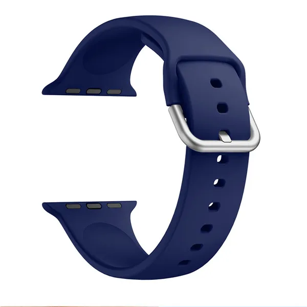 Чистый Силиконовый ремешок для часов Ремешок для apple watch, ремешок 42 мм, 38 мм, версия 1, 2, 3, ремешок на запястье для ремешки для часов iwatch 4 40 мм 44 браслет - Цвет: Темно-синий