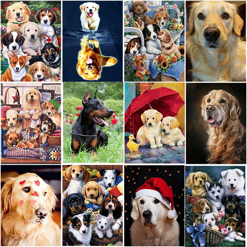 Sunature DIY 5D Diamond Painting Dog Full Round Square Drill Diamond