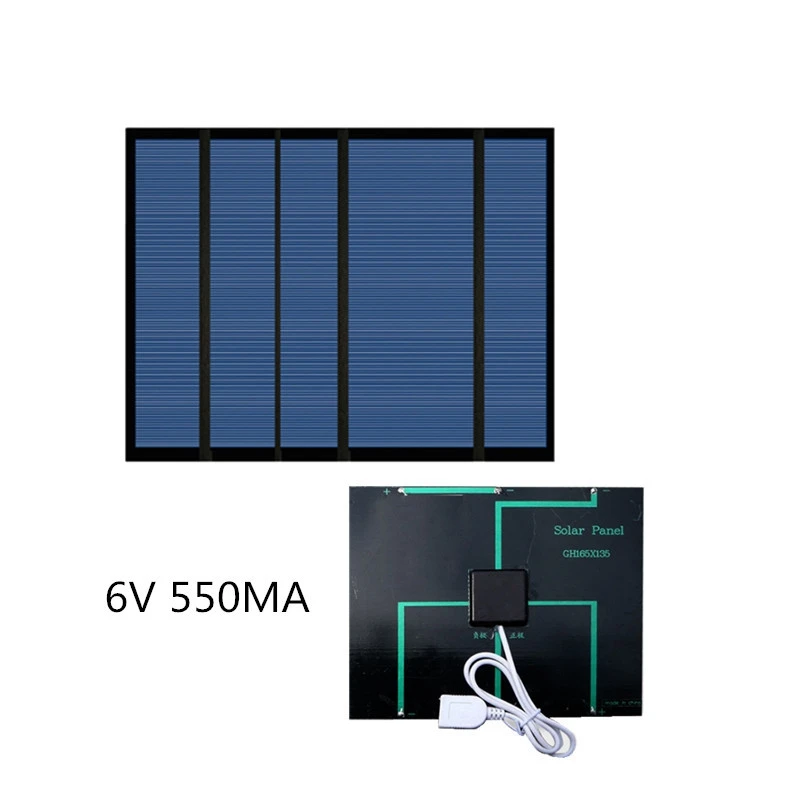 Солнечная панель 6V 550MA 3,3 W Зарядка телефона от солнечной батареи с usb