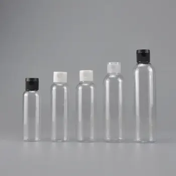 

50pcs 100/120/250ml transparent empty PET plastic bottle flip top caps shampoo lotion cosmetics bottles clear travel kit bottles